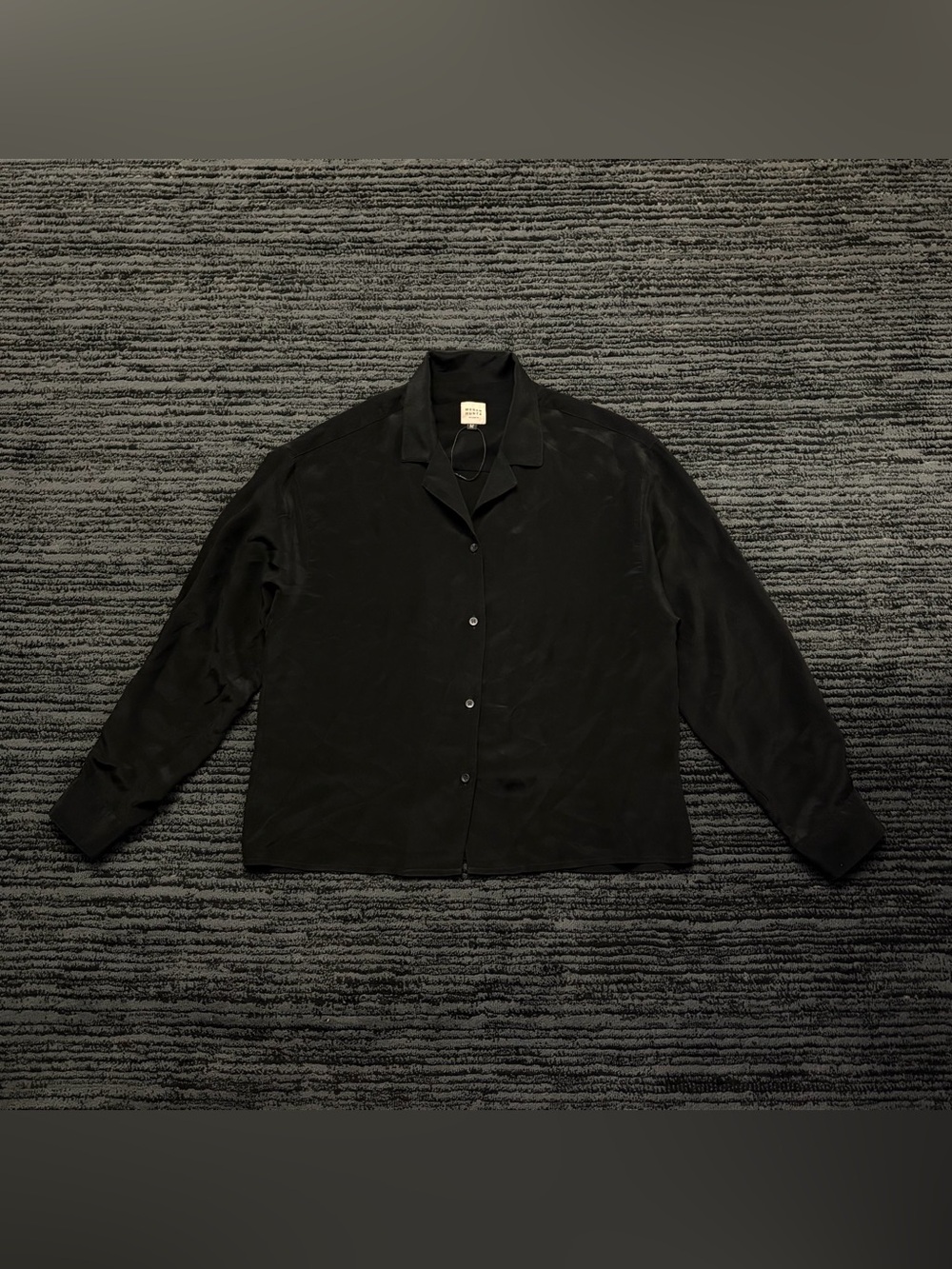 Megan Huntz Silk Camp Collar Button Up 
Long sleeve Top